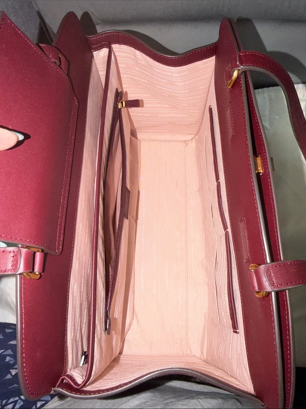 Kate Spade Leather Tote in Burgundy with Gold hardware